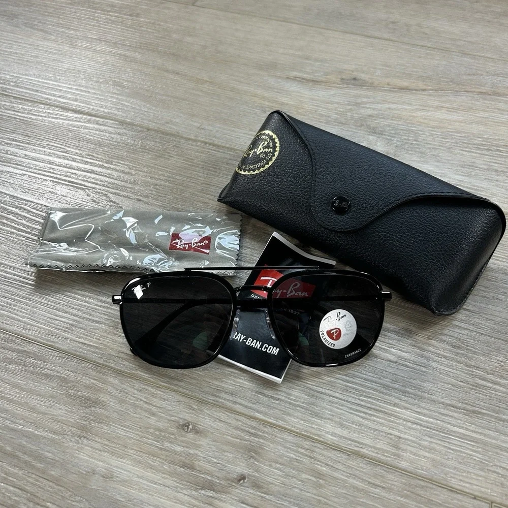 Ray-Ban RB 3708 002/K8 Sunglasses Black Polarized Chromance Glass 59mm with Case